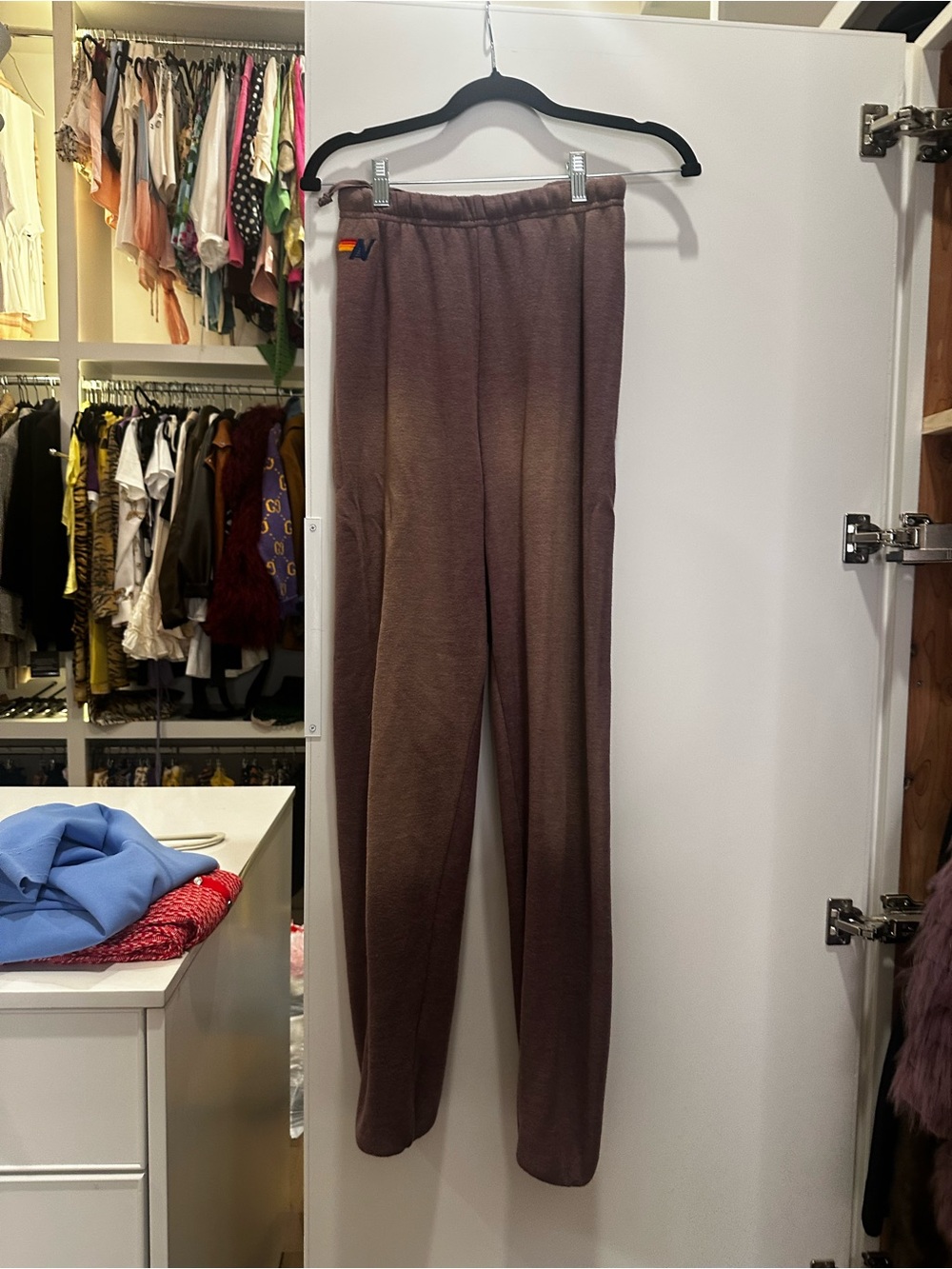Aviator Nation Women's Mauve Brown Track Pants